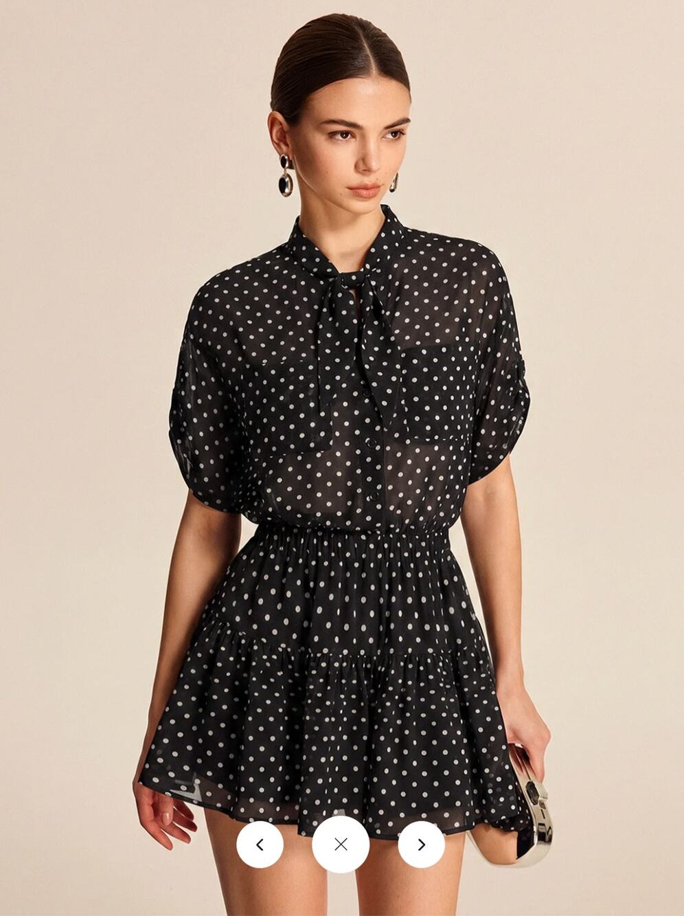 NWT Commense Polka Dot Sheer Shirt & Mini Skirt Set Sz M